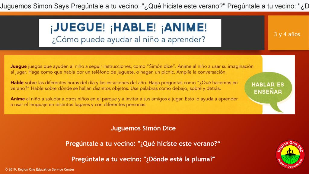 Juguemos Simon Says Pregúntale a tu vecino: ¿Qué hiciste este verano