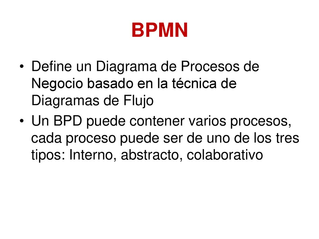 BPMN Define un Diagrama de Procesos de Negocio basado en la técnica de Diagramas de Flujo.