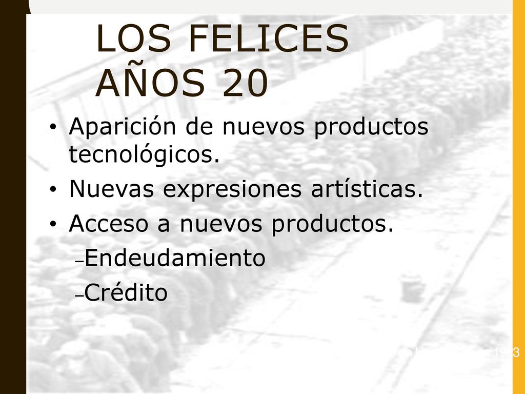 Los felices años 20 Aparición de nuevos productos tecnológicos.