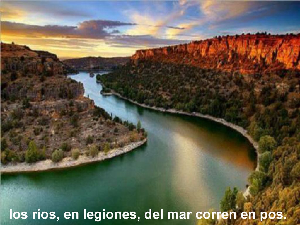 los ríos, en legiones, del mar corren en pos.