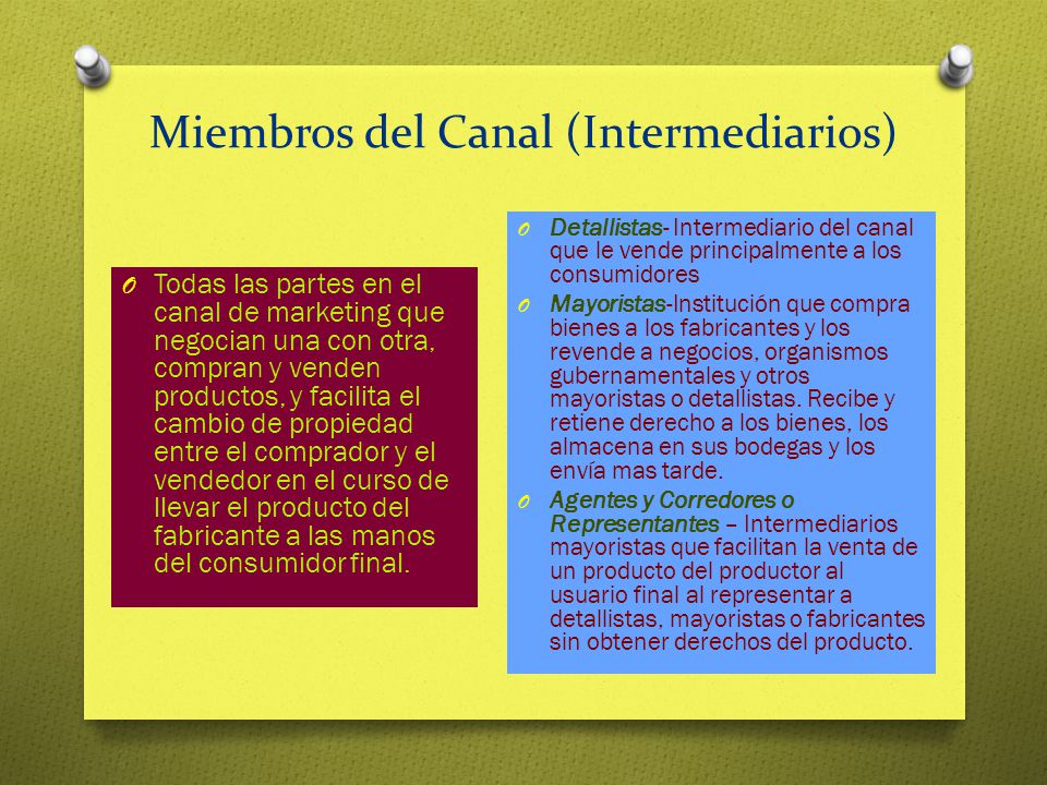 Miembros del Canal (Intermediarios)