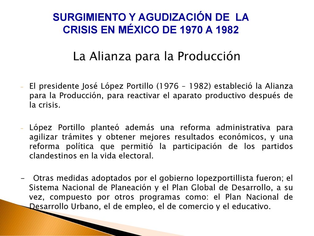 SURGIMIENTO Y AGUDIZACIÓN DE LA CRISIS EN MÉXICO DE 1970 A 1982
