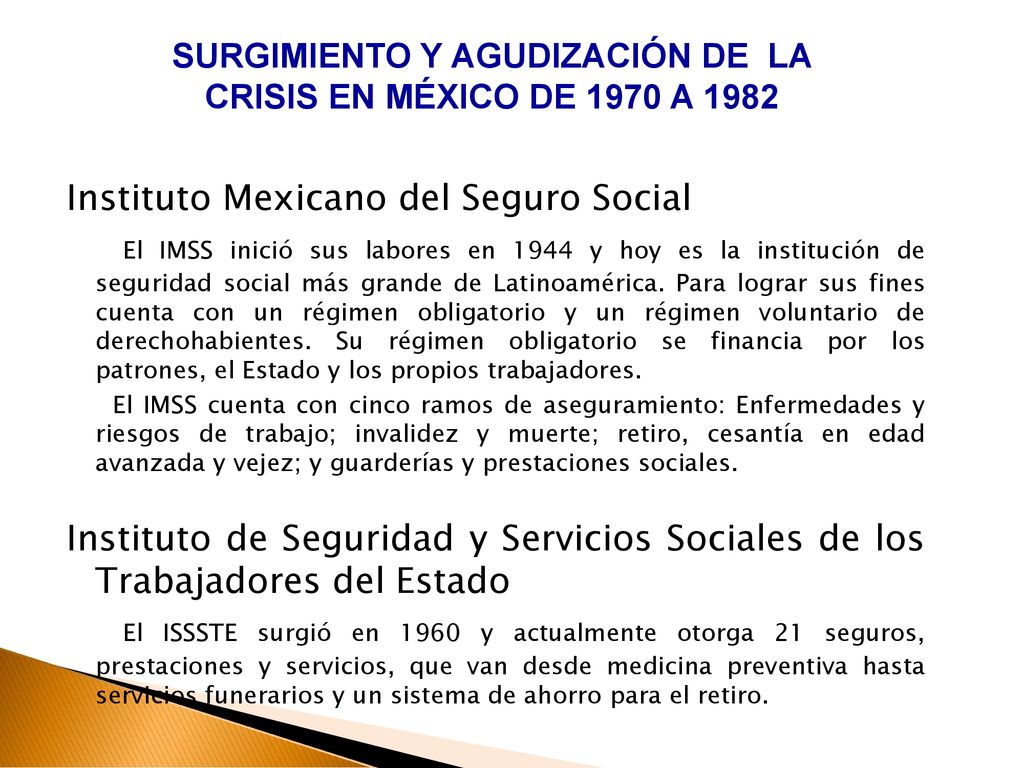 SURGIMIENTO Y AGUDIZACIÓN DE LA CRISIS EN MÉXICO DE 1970 A 1982