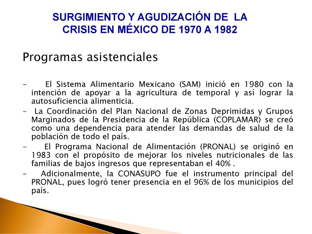 SURGIMIENTO Y AGUDIZACIÓN DE LA CRISIS EN MÉXICO DE 1970 A 1982