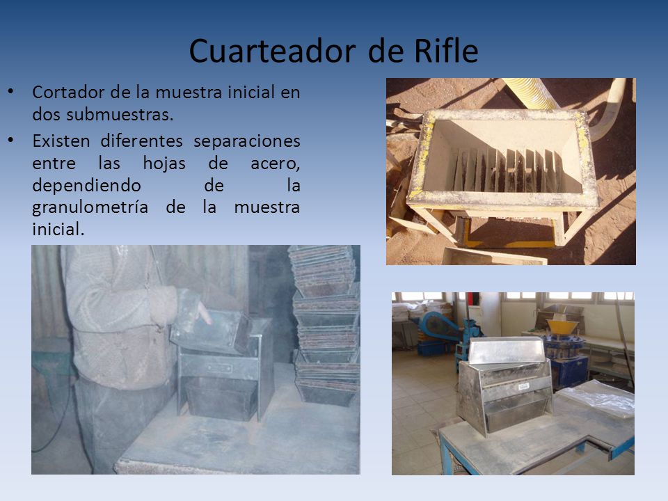 Cuarteador de Rifle Cortador de la muestra inicial en dos submuestras.