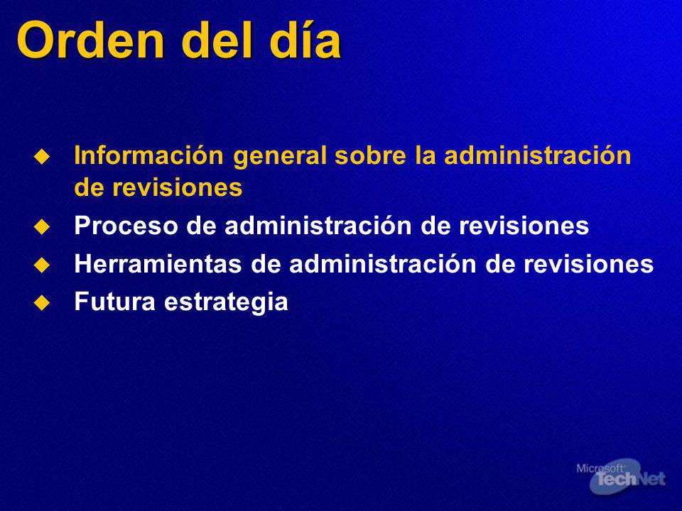 Orden del día Información general sobre la administración de revisiones. Proceso de administración de revisiones.