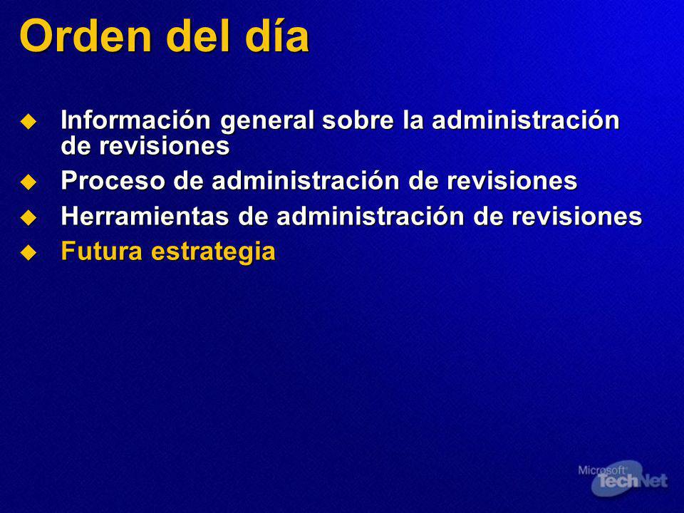 Orden del día Información general sobre la administración de revisiones. Proceso de administración de revisiones.