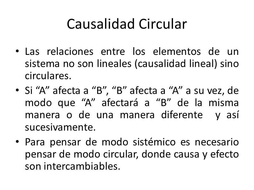 Causalidad Circular Las relaciones entre los elementos de un sistema no son lineales (causalidad lineal) sino circulares.