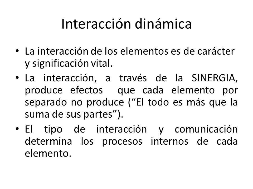 Interacción dinámica La interacción de los elementos es de carácter y significación vital.