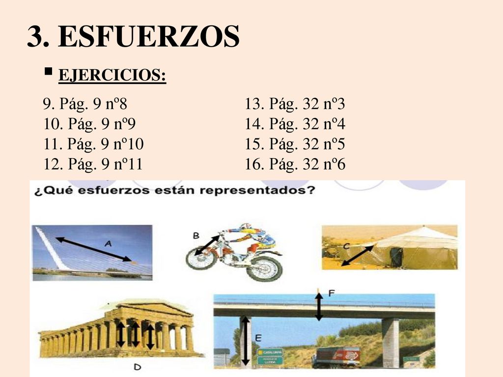 3. ESFUERZOS EJERCICIOS: 9. Pág. 9 nº8 13. Pág. 32 nº3