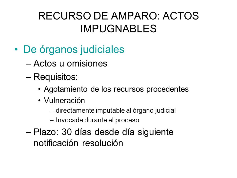 RECURSO DE AMPARO: ACTOS IMPUGNABLES