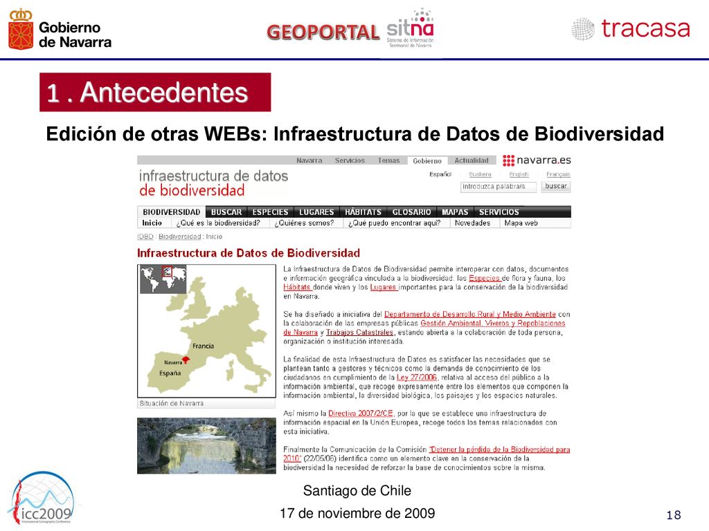 1 . Antecedentes Edición de otras WEBs: Infraestructura de Datos de Biodiversidad