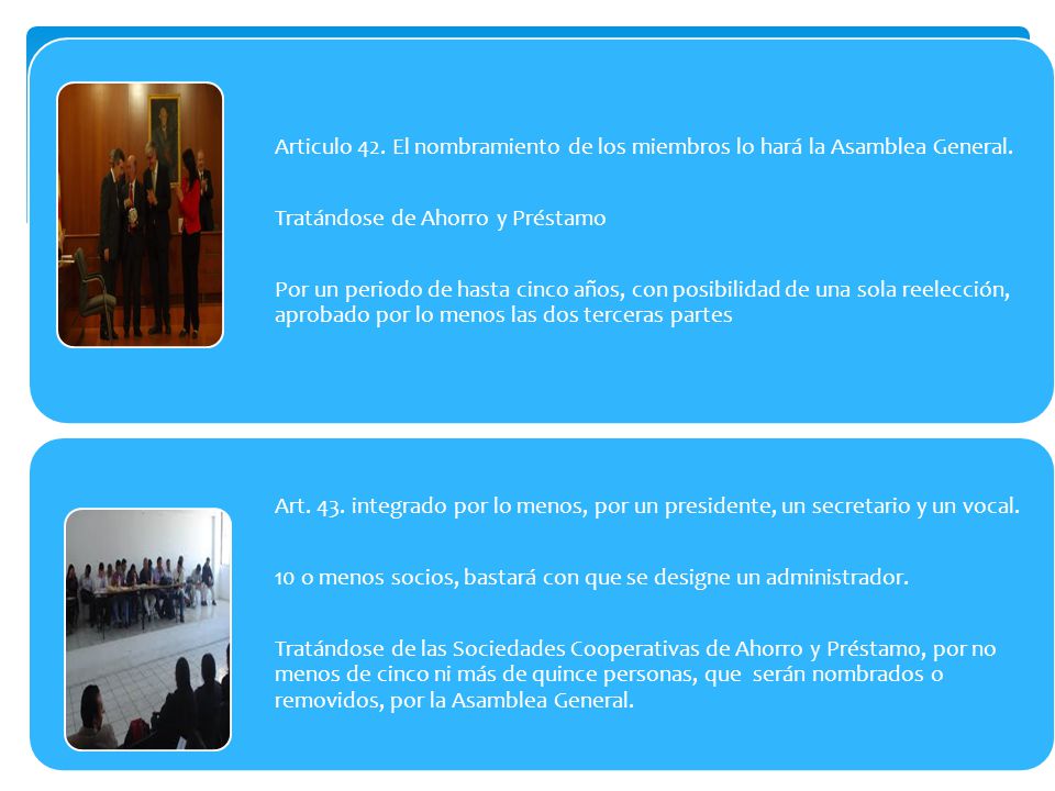 Articulo 42. El nombramiento de los miembros lo hará la Asamblea General.