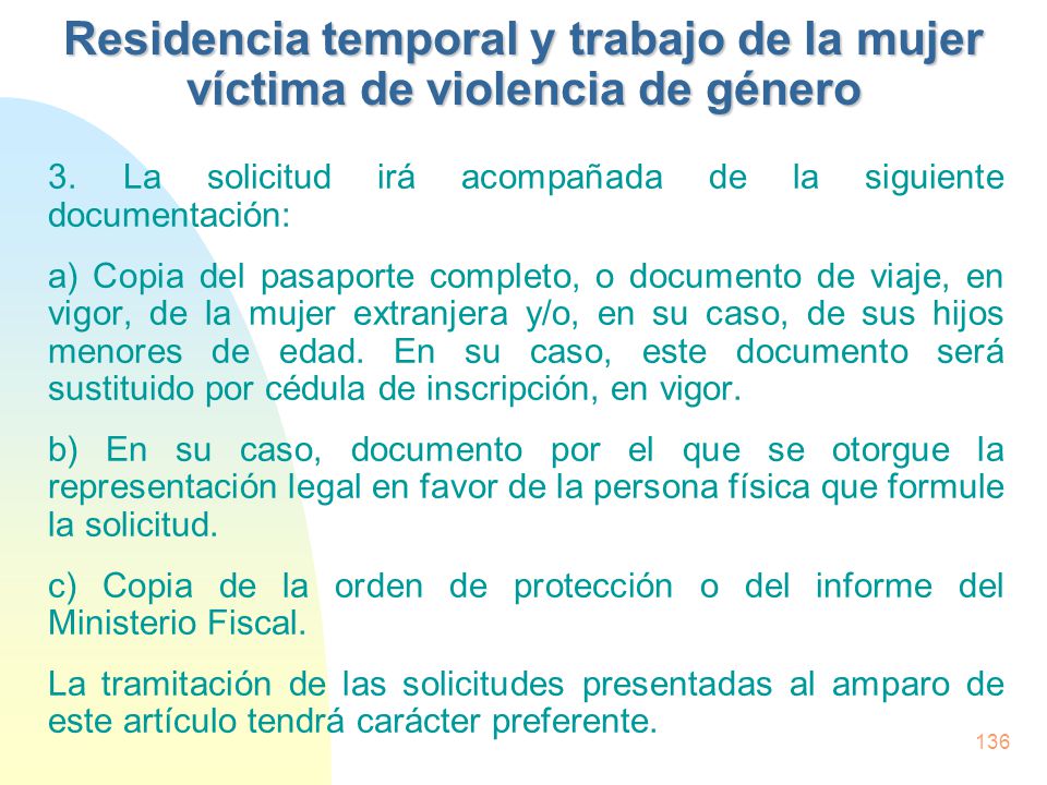 Residencia temporal y trabajo de la mujer víctima de violencia de género