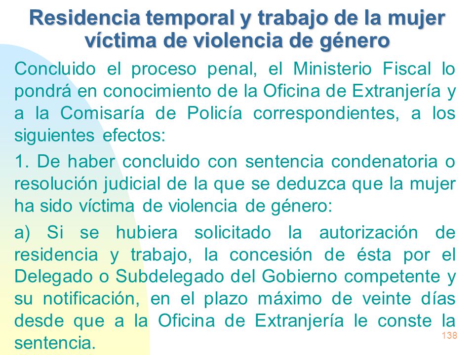 Residencia temporal y trabajo de la mujer víctima de violencia de género