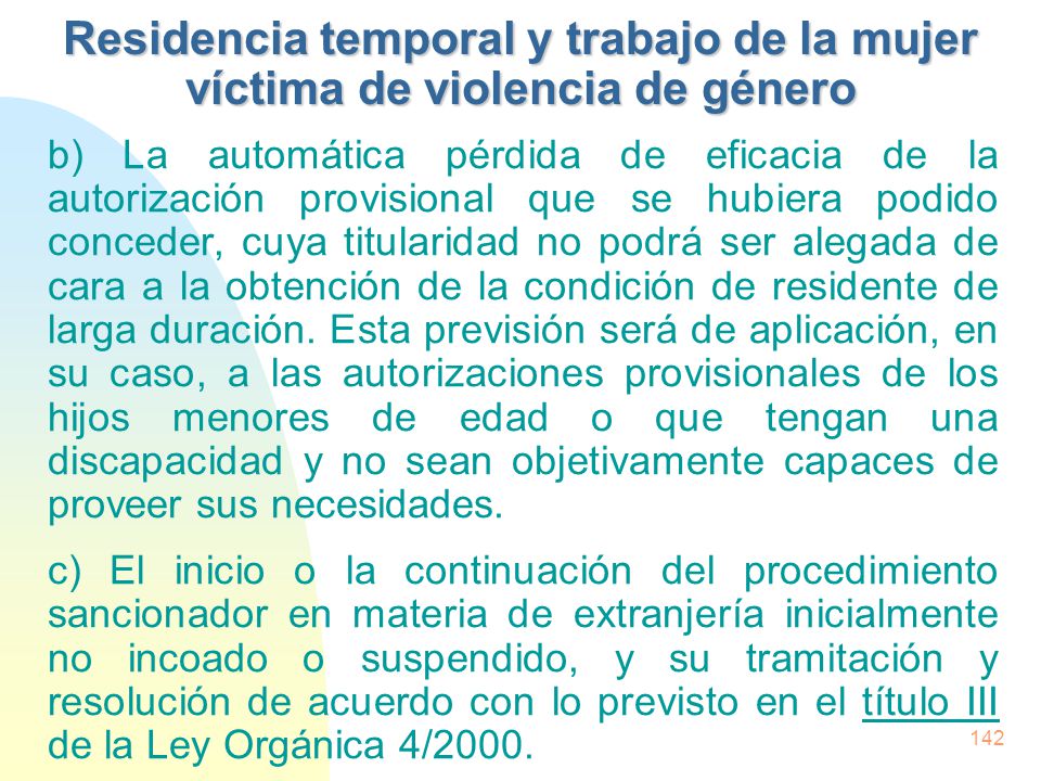 Residencia temporal y trabajo de la mujer víctima de violencia de género