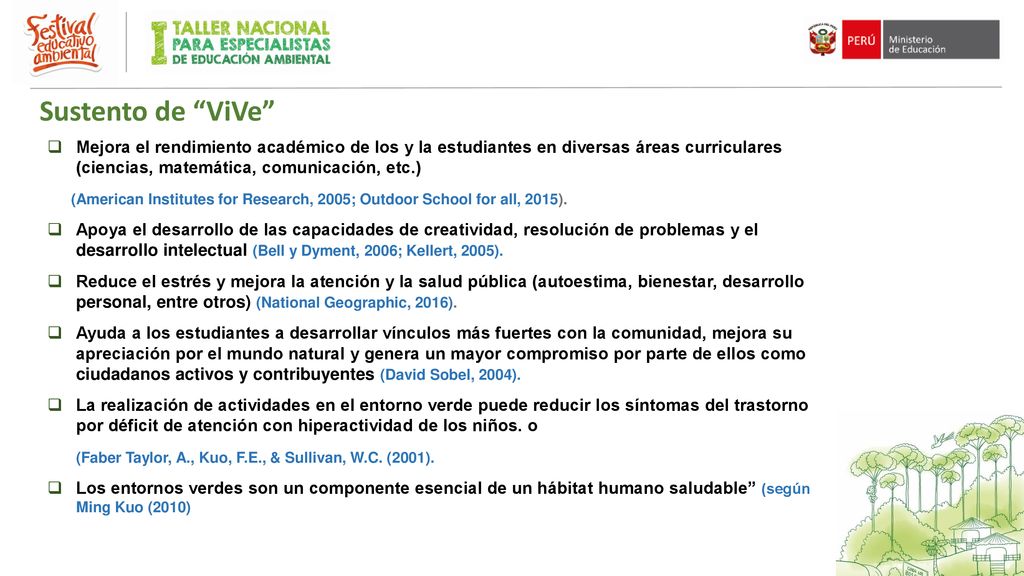 Sustento de ViVe Mejora el rendimiento académico de los y la estudiantes en diversas áreas curriculares (ciencias, matemática, comunicación, etc.)