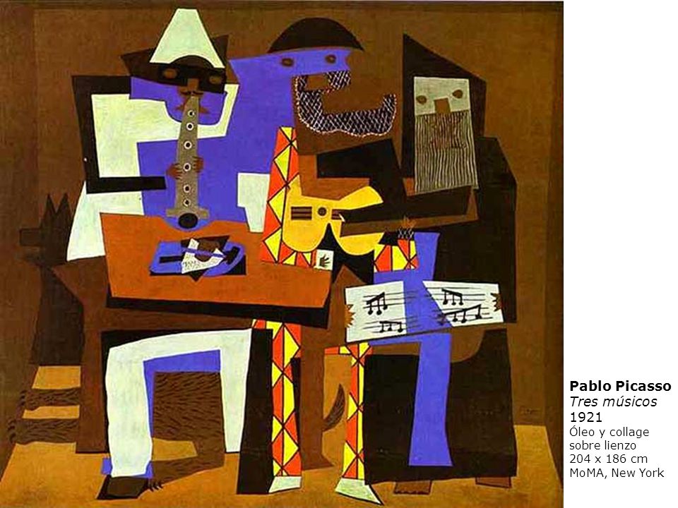 Pablo Picasso Tres músicos 1921 Óleo y collage sobre lienzo