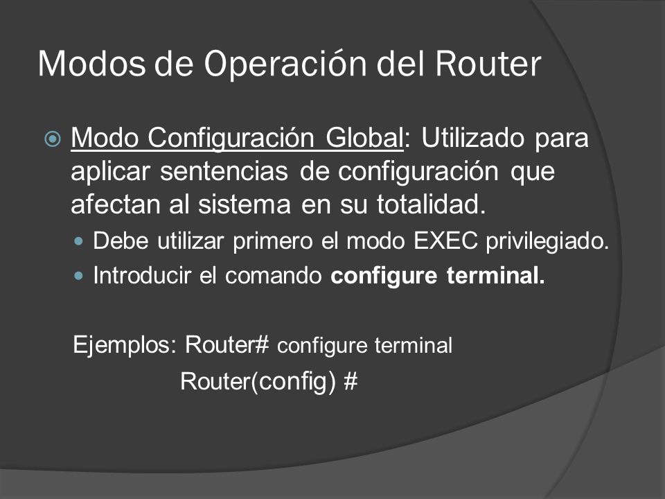 Modos de Operación del Router