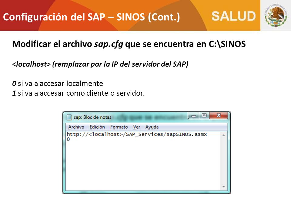 Configuración del SAP – SINOS (Cont.)
