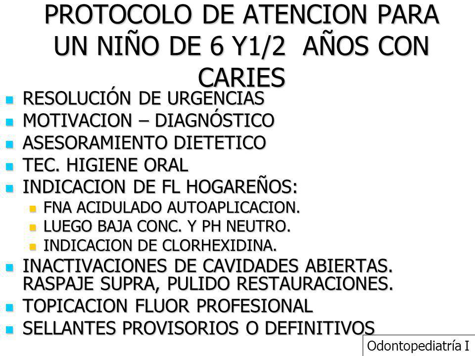 PROTOCOLO DE ATENCION PARA UN NIÑO DE 6 Y1/2 AÑOS CON CARIES