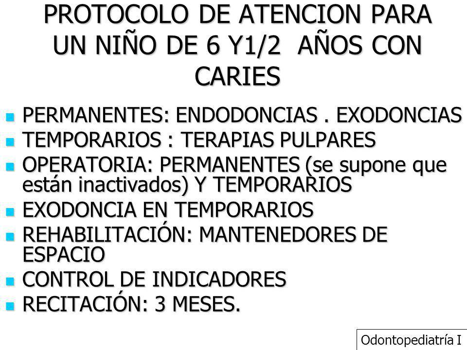 PROTOCOLO DE ATENCION PARA UN NIÑO DE 6 Y1/2 AÑOS CON CARIES