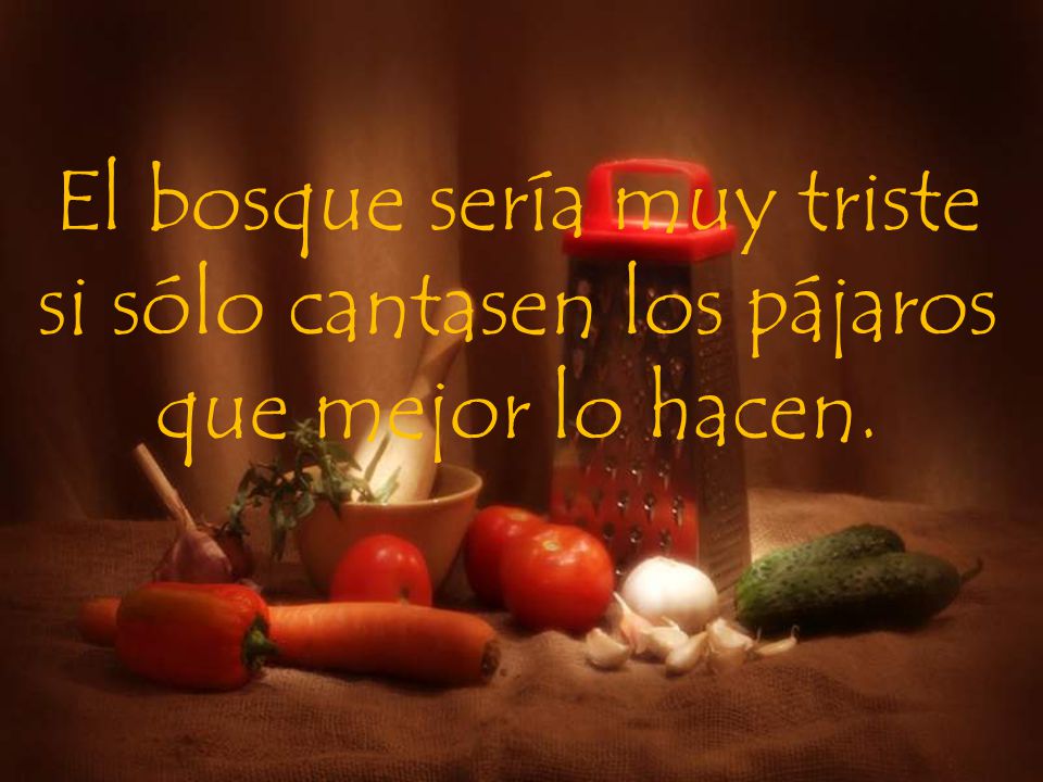 El bosque sería muy triste si sólo cantasen los pájaros que mejor lo hacen.