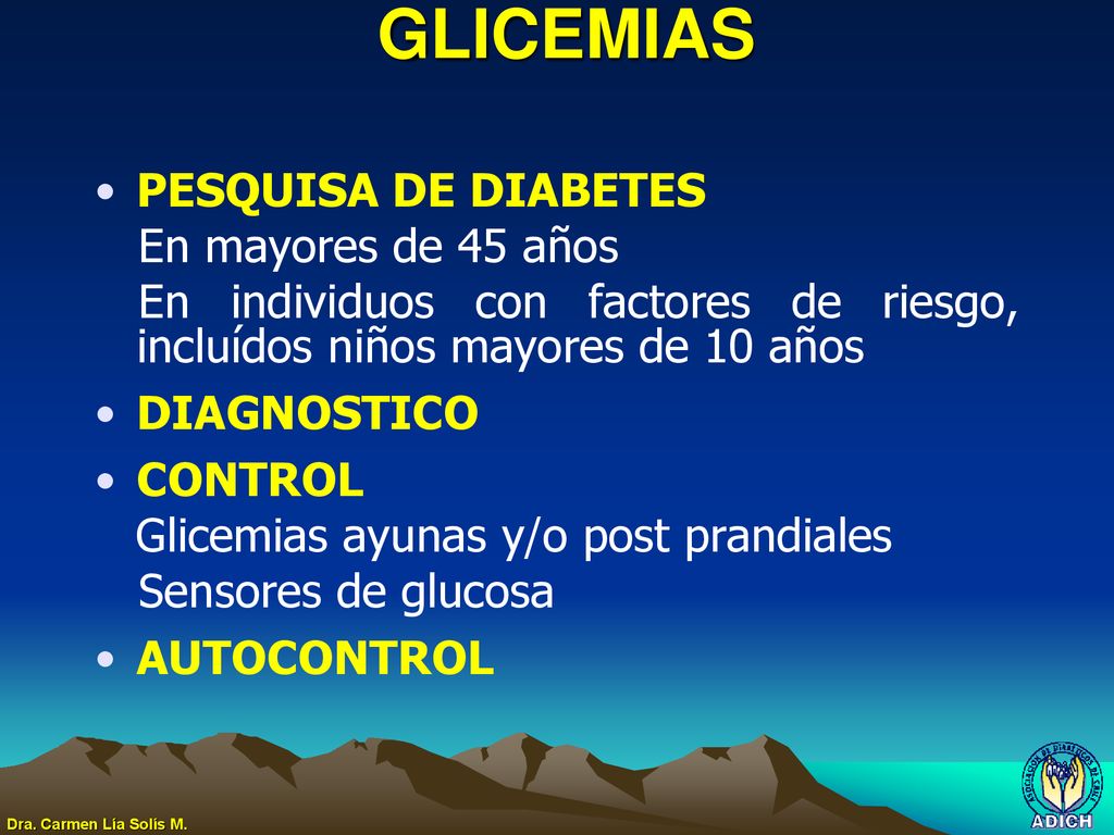GLICEMIAS PESQUISA DE DIABETES En mayores de 45 años