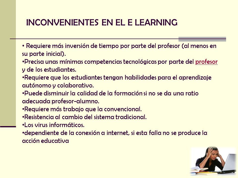 INCONVENIENTES EN EL E LEARNING