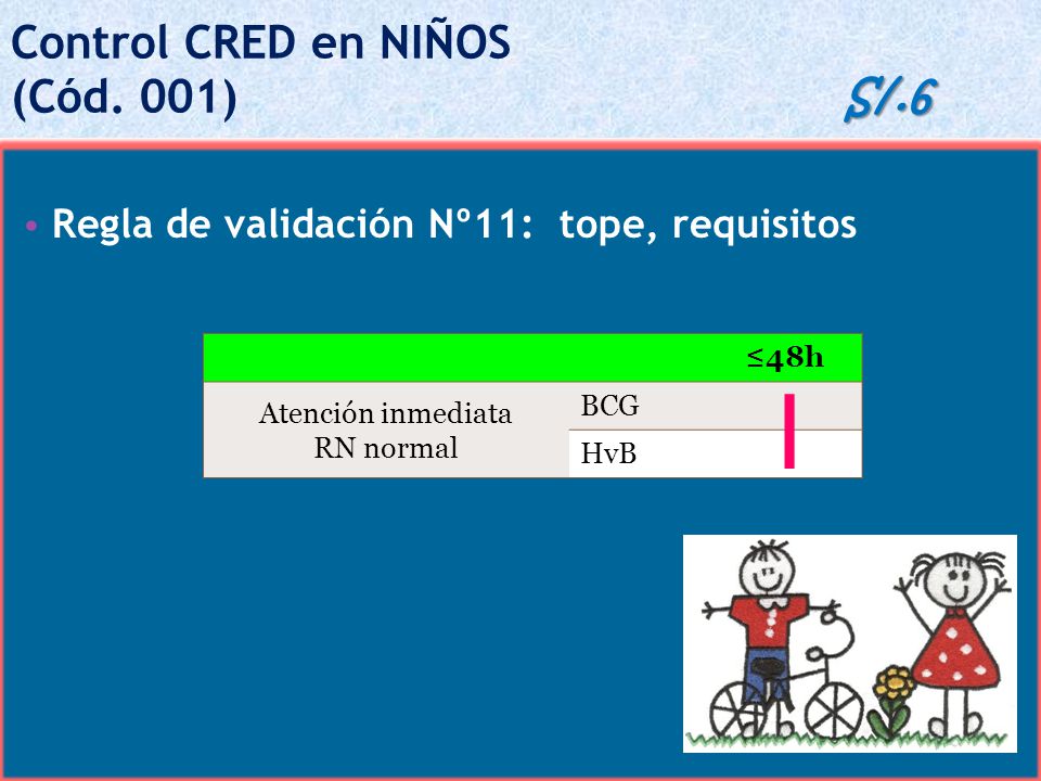 Control CRED en NIÑOS (Cód. 001) S/.6