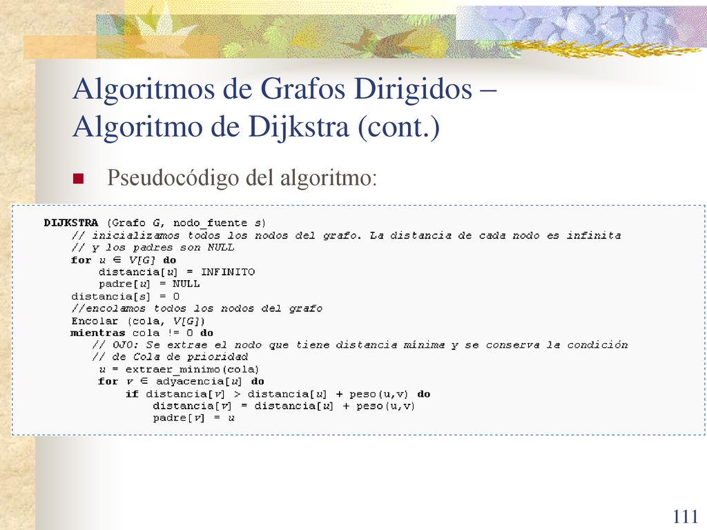 Algoritmos de Grafos Dirigidos – Algoritmo de Dijkstra (cont.)