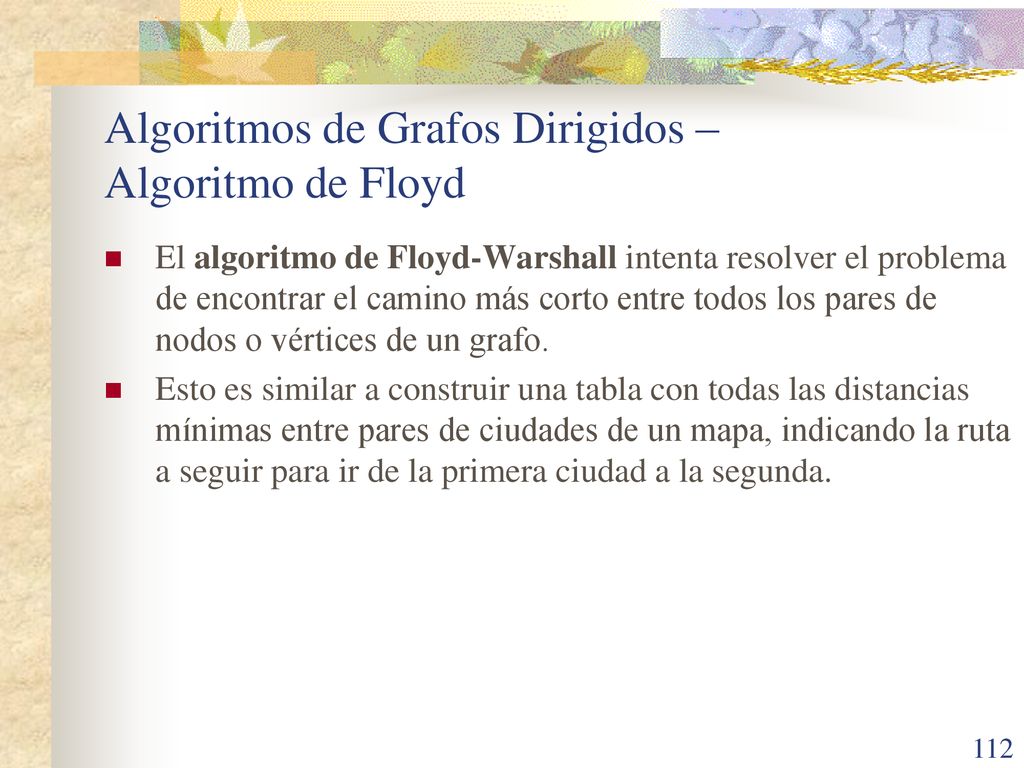 Algoritmos de Grafos Dirigidos – Algoritmo de Floyd