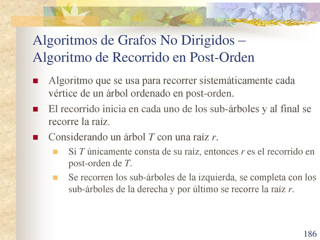 Algoritmos de Grafos No Dirigidos – Algoritmo de Recorrido en Post-Orden