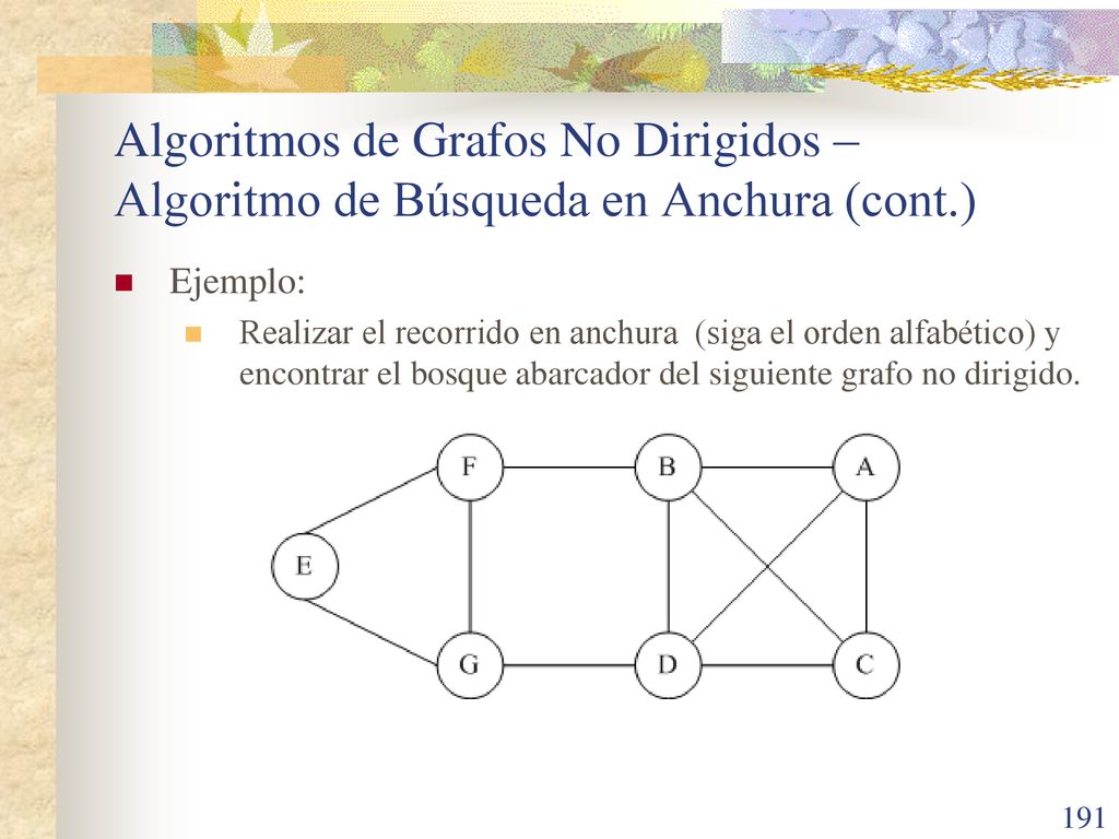 Algoritmos de Grafos No Dirigidos – Algoritmo de Búsqueda en Anchura (cont.)