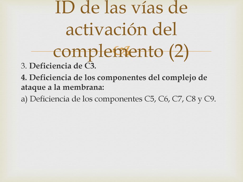 ID de las vías de activación del complemento (2)