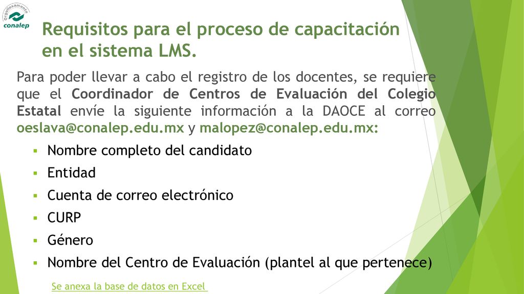 Requisitos para el proceso de capacitación en el sistema LMS.