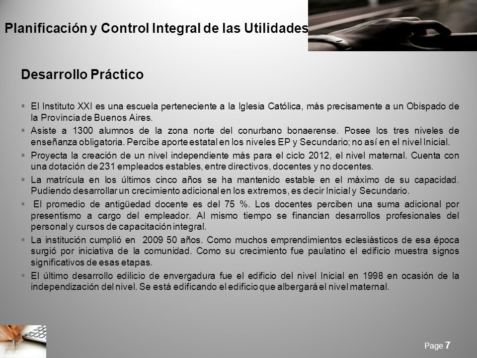 Planificación y Control Integral de las Utilidades