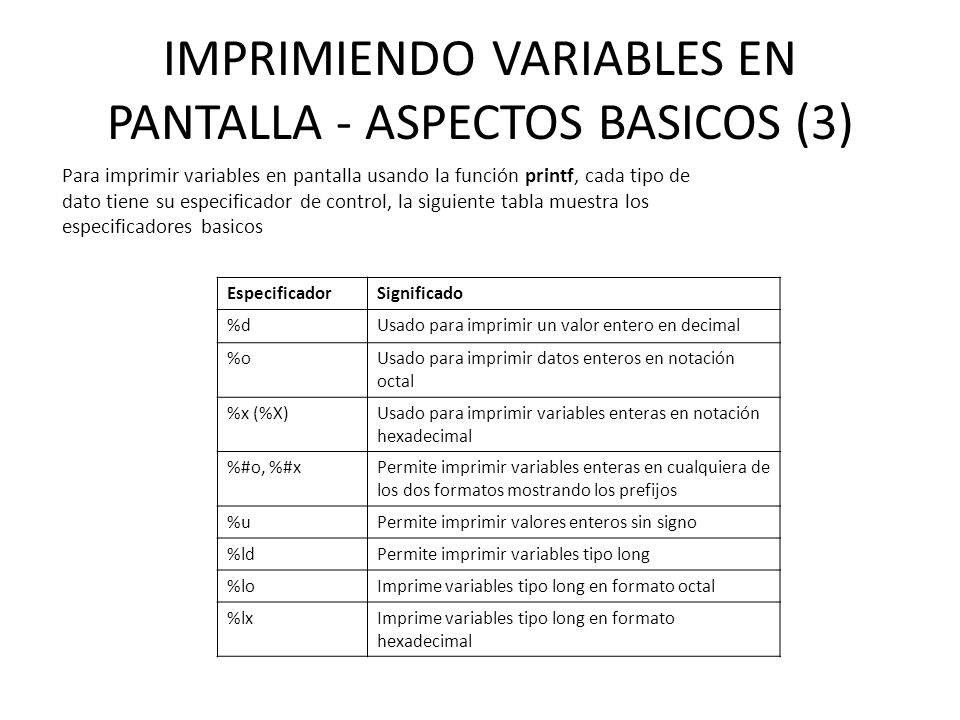 IMPRIMIENDO VARIABLES EN PANTALLA - ASPECTOS BASICOS (3)