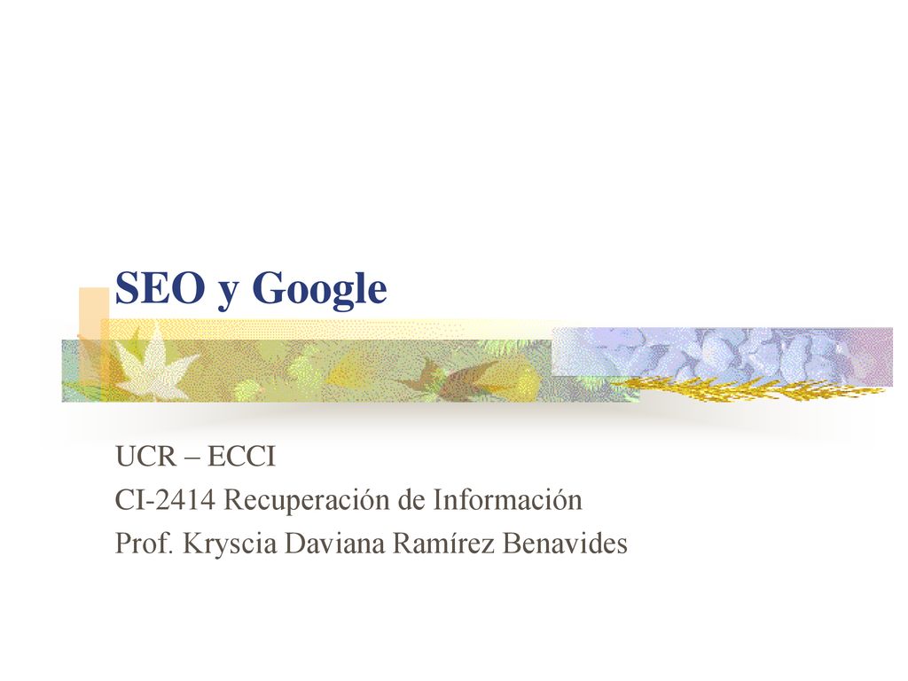 SEO y Google UCR – ECCI CI-2414 Recuperación de Información