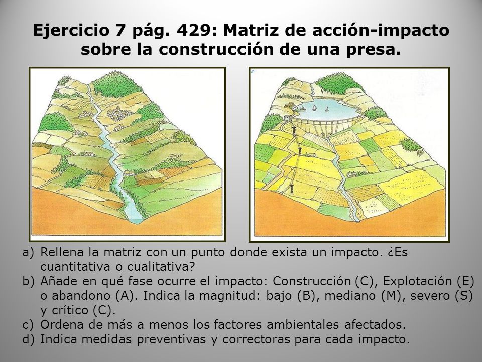 Ejercicio 7 pág. 429: Matriz de acción-impacto sobre la construcción de una presa.