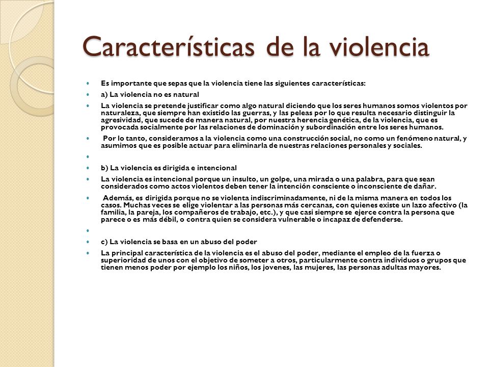 Características de la violencia