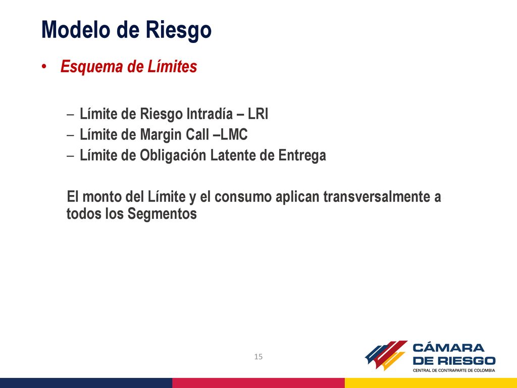 Modelo de Riesgo Esquema de Límites Límite de Riesgo Intradía – LRI
