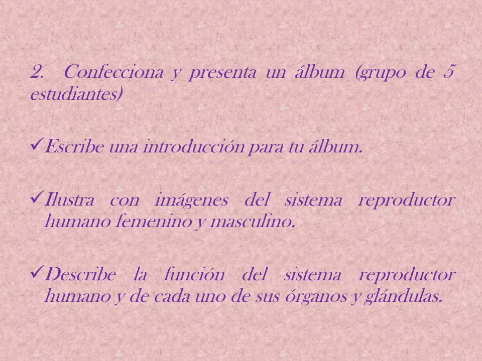 2. Confecciona y presenta un álbum (grupo de 5 estudiantes)