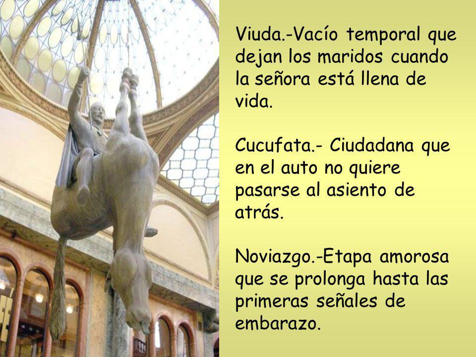 Viuda.-Vacío temporal que dejan los maridos cuando la señora está llena de vida.