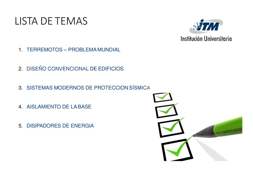 LISTA DE TEMAS TERREMOTOS – PROBLEMA MUNDIAL
