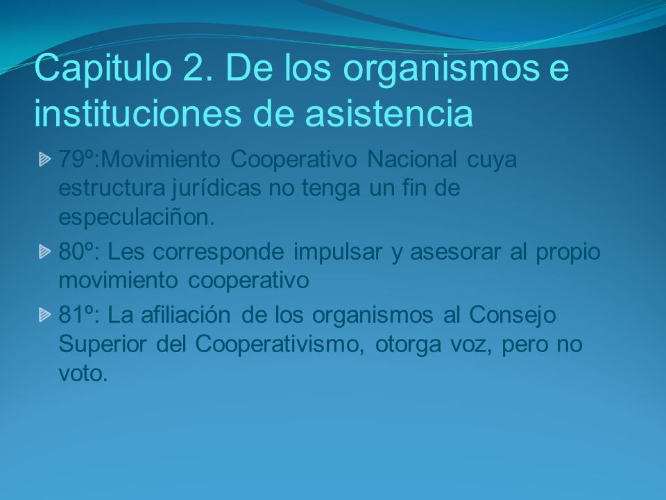 Capitulo 2. De los organismos e instituciones de asistencia