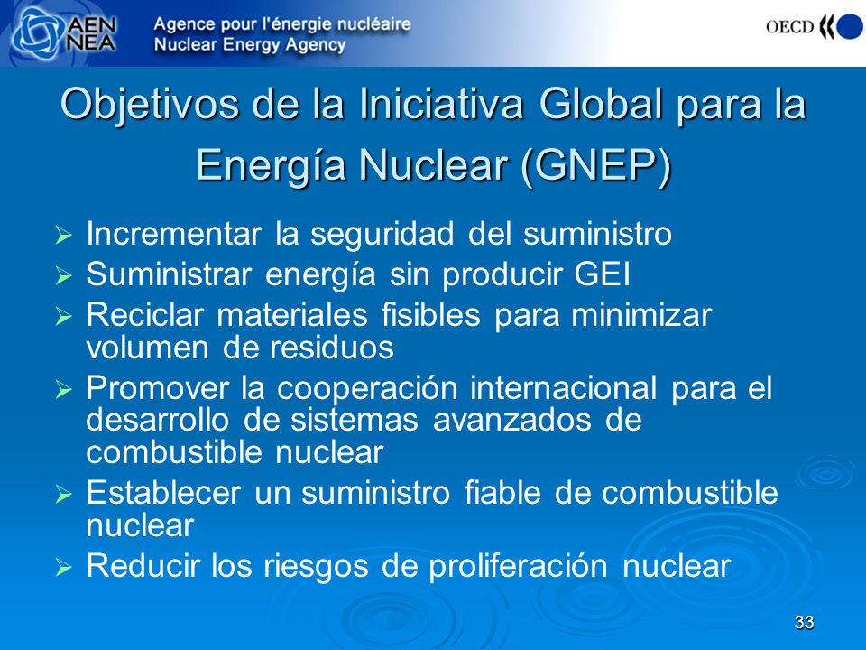 Objetivos de la Iniciativa Global para la Energía Nuclear (GNEP)