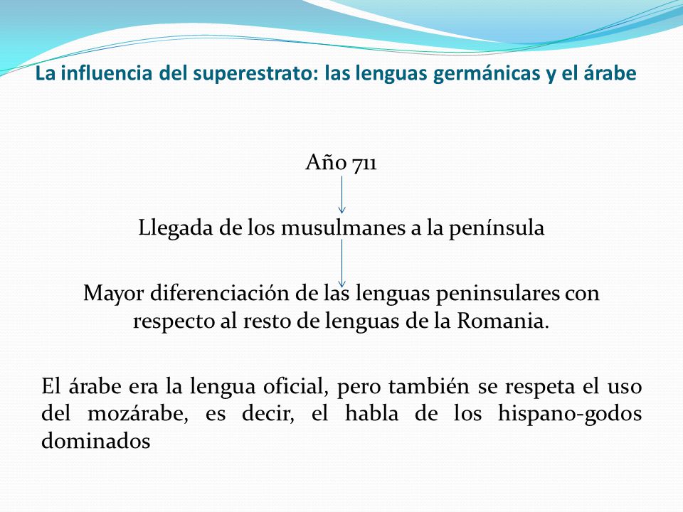 La influencia del superestrato: las lenguas germánicas y el árabe