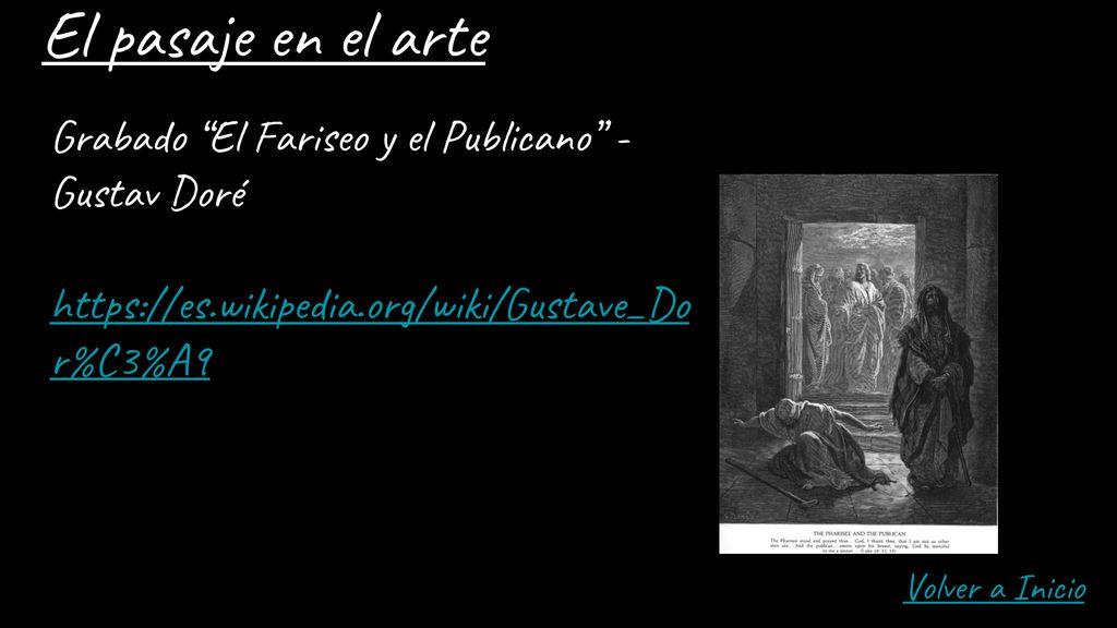 El pasaje en el arte Grabado El Fariseo y el Publicano - Gustav Doré