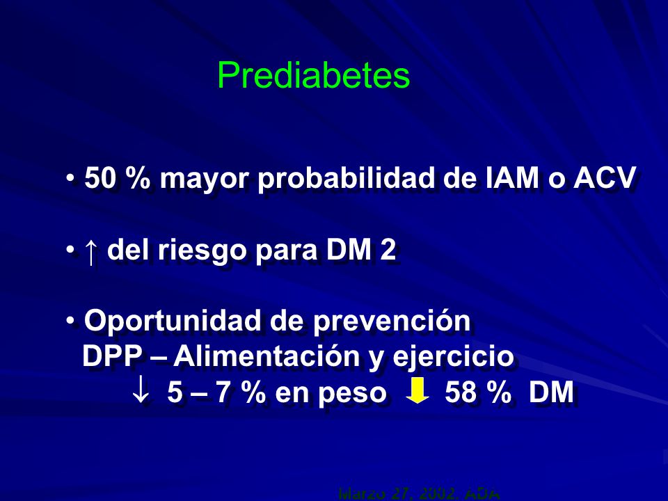 Prediabetes 50 % mayor probabilidad de IAM o ACV